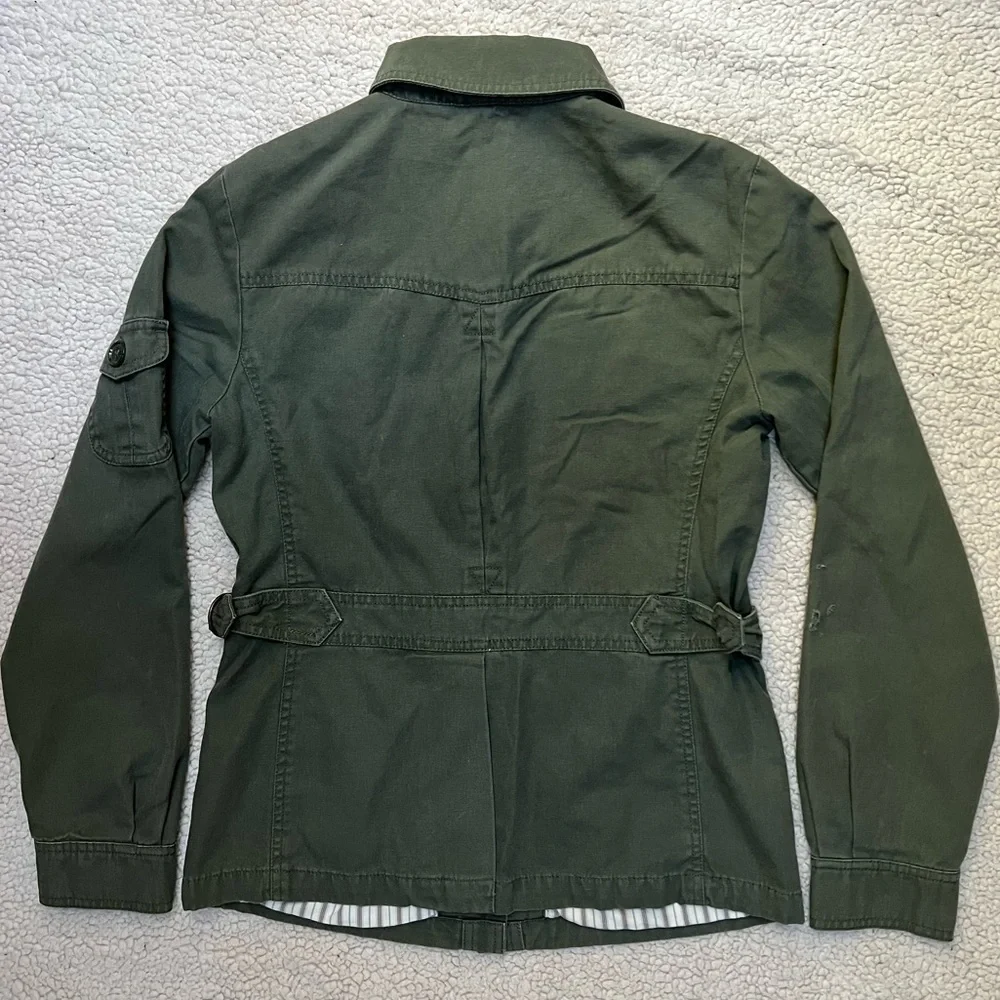 Giacca army green utility military jacket striped lining 100% cotton overcoat - Picture 10 of 16